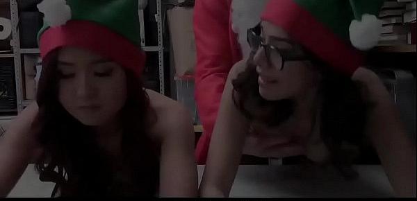  Two Tiny Asian Teens Working As Elves On Christmas Elle Voneva And Harmony Wonder Caught Shoplifting And Fucked By Mall Santa